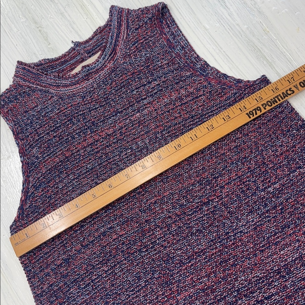 ๐5/$25 Ethereal by Paper Crane Boho Tweed Navy & Burgundy Mini Dress Sz S - Picture 4 of 7